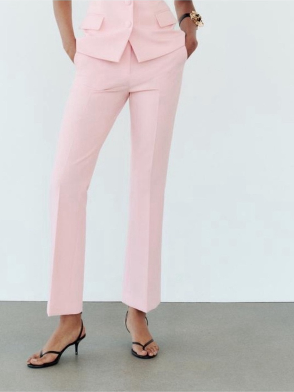 NWT Zara full length Flared Tailored Trousers Dress Pants Pink Medium